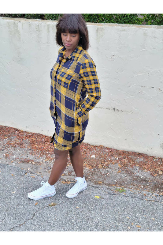 Yellow plaid dress