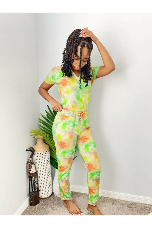 Green Tie dye loungewear set